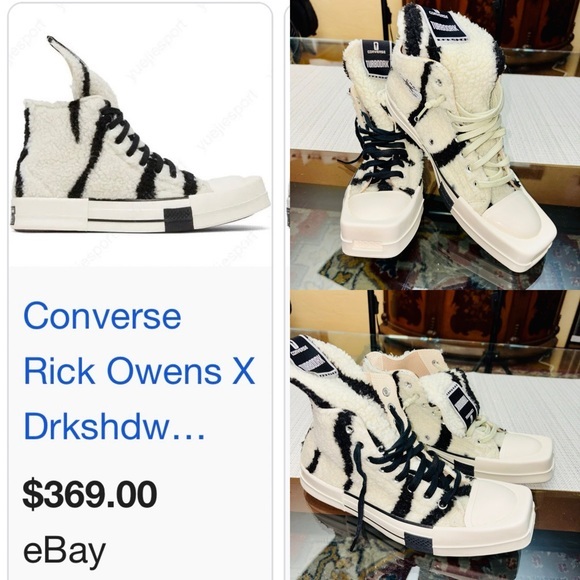 RICK Owens x CONVERSEcollaboration DRKSHDW Fuzzy Zebra High-Topsunisex 8.5/42